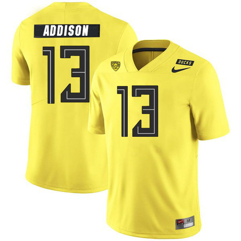 Men #13 Bryan Addison Oregon Ducks College Football Jerseys Stitched Sale-Yellow